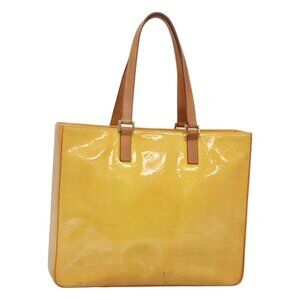 LOUIS VUITTON Monogram Vernis Columbus Tote Bag Lime Yellow M91047 Auth 126315